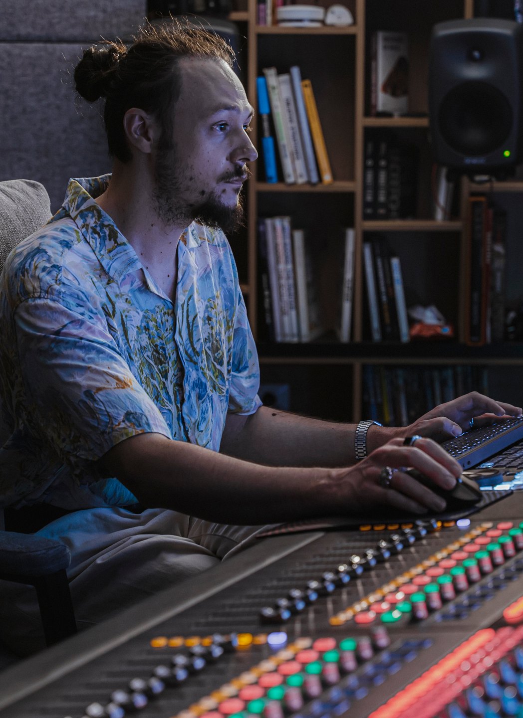 A sound mixing session at the Fairlight console