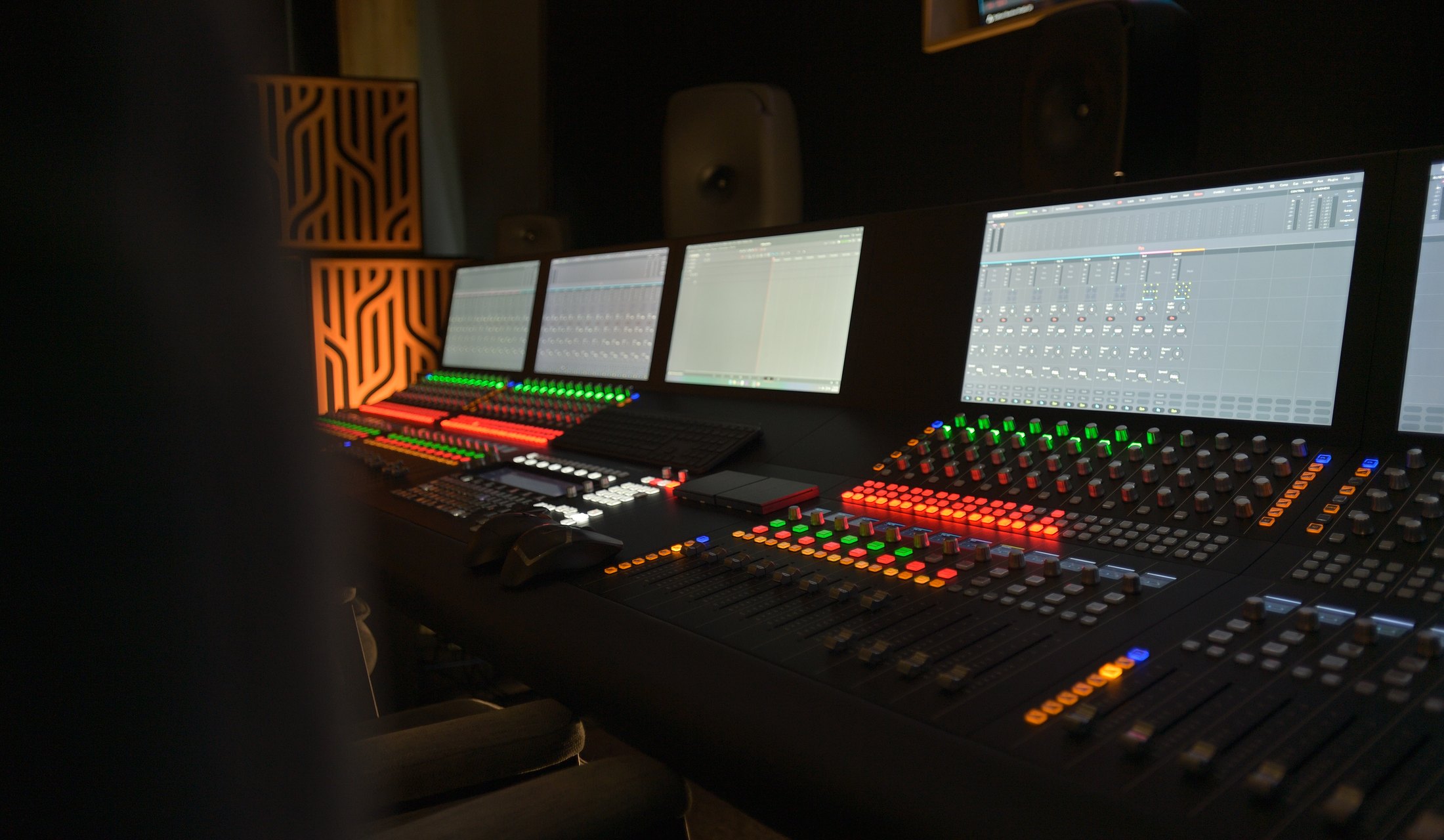 Fairlight console screens and illuminated controls
